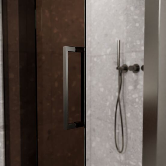 Balmani Senses Design douchehoek met linkse schuifdeur en vaste zijwand, 120 x 100 cm, Brons, Brushed GunMetal profielen