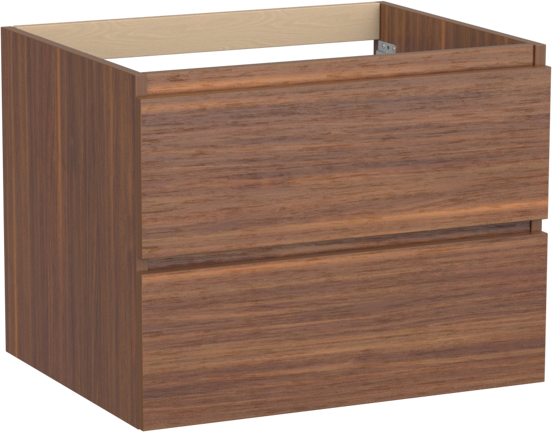 Balmani Lucida hängender Waschbeckenunterschrank: 67,5 x 55 cm, Amerikanischer Nussbaum, 2 Schubladen