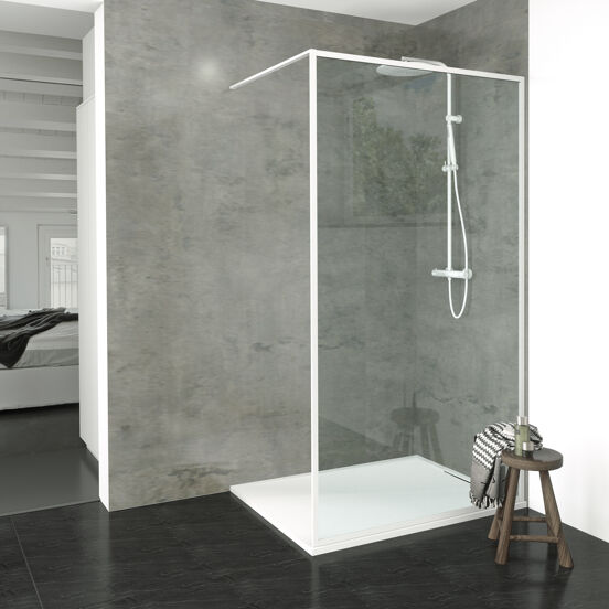 Balmani Framed inloopdouche 120 x 210 cm helder glas mat wit profiel
