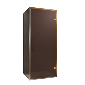 Balmani Senses Design douchecabine met rechtse draaideur en vaste zijwand, 90 x 90 cm, Brons, Brushed Rosegold profielen