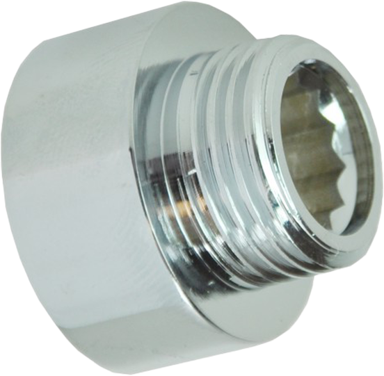 Saninstall neusstuk of S-koppeling 3/4F - 1/2M chroom