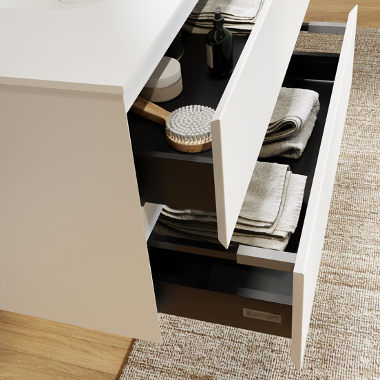 Balmani Mitra meuble salle de bains suspendu 75 x 55 cm blanc mat avec Tablo Arcato plan simple en solid surface blanc mat