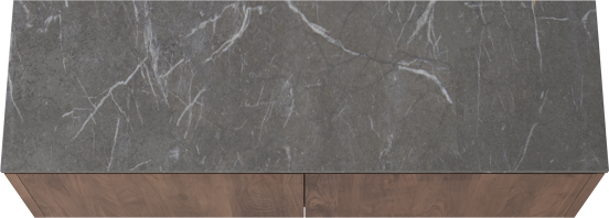 Balmani Eclips meuble salle de bains suspendu 180 x 55 cm Noyer américain avec Stretto tablette simple ou double en Pietra Grey marbre