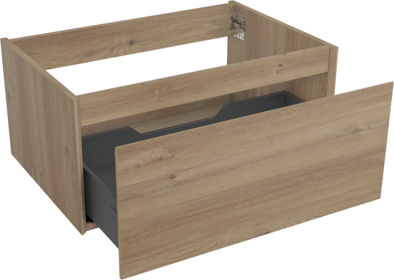 Storke Edge zwevende wastafelonderkast 75 x 52 cm ruw eiken 1 lade