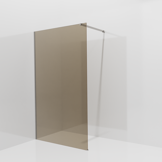 Balmani Modular douche à l'italienne: 120 x 200 cm, Verre bronze, avec coating, Profil Brushed Inox