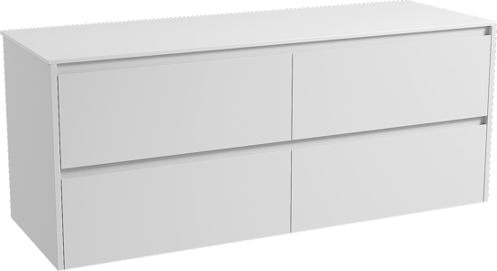 Storke Seda hängendes Möbelstück Set: 150 x 52 cm, Weiß matt, mit Tavola Einzel- oder Doppel Waschtischplatte, Solid Surface Weiß matt