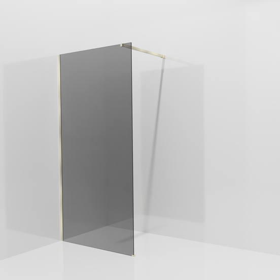 Balmani Modular Walk-In Dusche: 100 x 200 cm, Rauchglas, inklusive Coating, Profil Brushed Champagne Gold