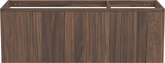 Balmani Fila hängender Waschbeckenunterschrank: 135 x 55 cm, asymmetrisch links, Nussbaum, Furnierholz, 4 Schubladen