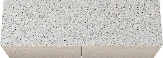 Balmani Eclips meuble salle de bains suspendu 180 x 55 cm Sandbeige avec Stretto tablette simple ou double en Bianco Nero Terrazzo, Nervure droite symétrique verticale