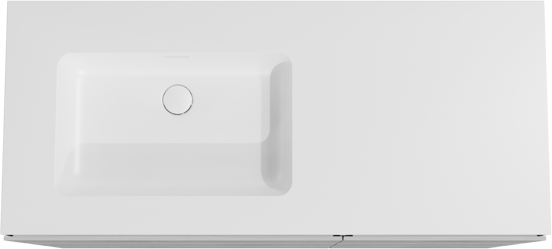 Storke Edge meuble salle de bains à poser 120 x 52 cm béton gris foncé avec Mata plan vasque asymétrique à gauche en solid surface blanc mat