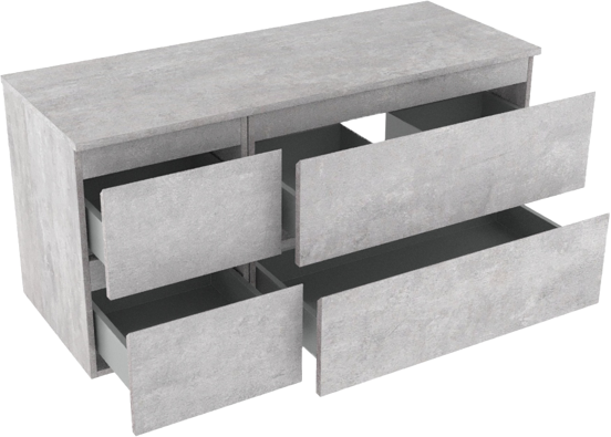 Linie Lado zwevend badkamermeubel 120 x 46 cm beton donkergrijs met Lado enkel of dubbel tablet in melamine beton donkergrijs