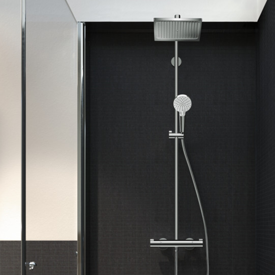 Hansgrohe Crometta E 240 colonne de douche de pluie mitigeur thermostatique chrome brillant