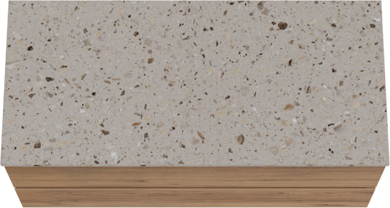 Balmani Lucida meuble salle de bains suspendu 120 x 55 cm teck avec Stretto tablette simple ou double en terrazzo greige terrazzo