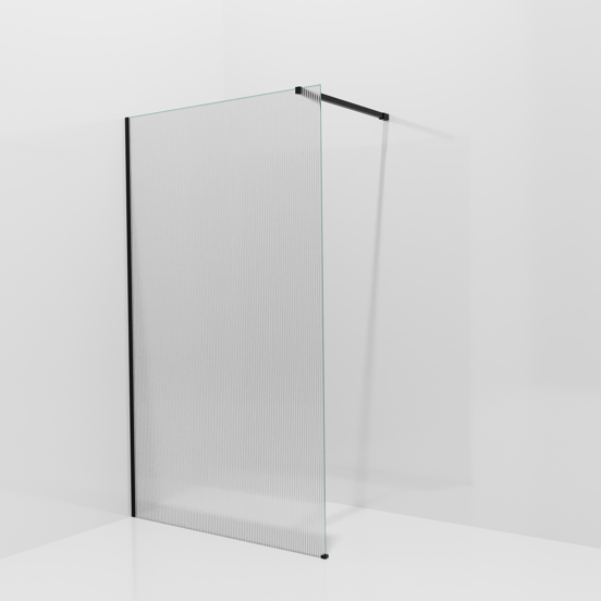 Balmani Modular douche à l'italienne: 120 x 200 cm, Ribs, avec coating, Profil Noir mat