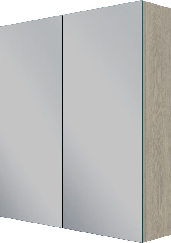 Linie Montro Spiegelschrank Bad: 70 x 75 cm, graue Eiche