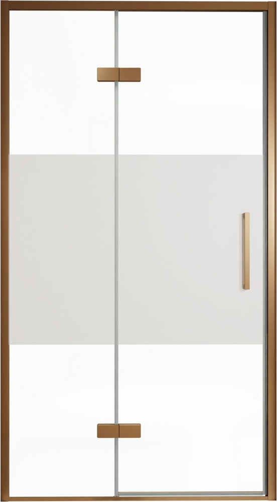 Balmani Senses Design douche draaideur links 120 cm x 210 cm Helder glas met matte strook, Brushed Rosegold profielen, met coating