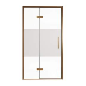 Balmani Senses Design porte pivotante à gauche 120 cm x 210 cm verre transparent avec bande matte, Profil Brushed Rosegold