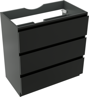 Linie Lado staande wastafelonderkast 80 x 46 cm mat zwart 3 lades