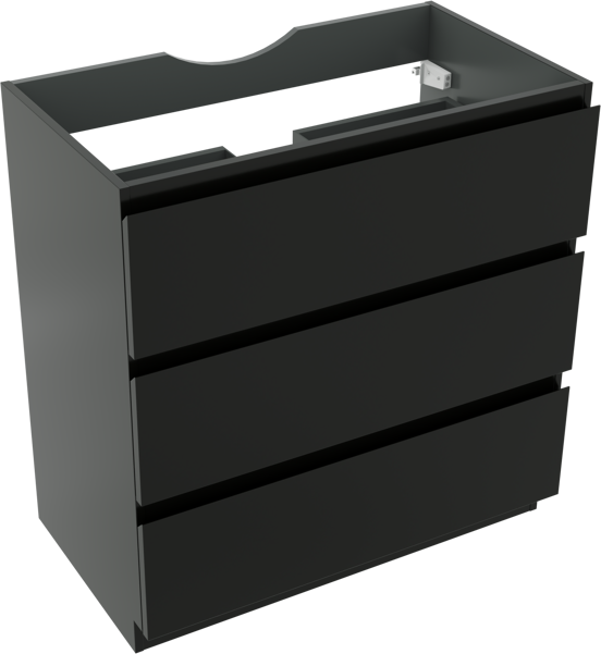 Linie Lado meuble sous-vasque a poser 80 x 46 cm noir mat 3 tiroirs