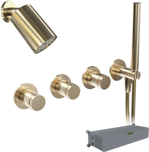 BLAUFOSS Pavilion thermostatische kraan Inbouw regendoucheset met regendouchekop 14 x 9 cm brushed champagne gold