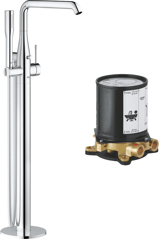 Grohe Essence Badewannenarmatur: Freistehend, Mischarmatur, Chrom glänzend