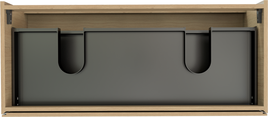 Storke Edge zwevende wastafelonderkast 120 x 52 cm natuur eik 2 lades 2 sifonuitsparingen