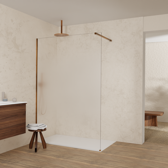 Balmani Modular douche à l'italienne: 140 x 200 cm, Permafrost, avec coating, Profil Brushed Rosegold