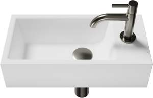 Luca Varess Cubic midi Lave-mains blanc brillant Porcelaine 40x20cm droite avec robinet GunMetal et fournitures