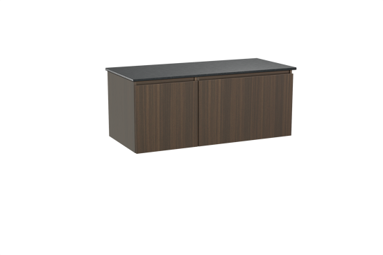 Balmani Sfera meuble salle de bains suspendu 120 x 55 cm eucalyptus avec Stretto tablette simple en granit noir