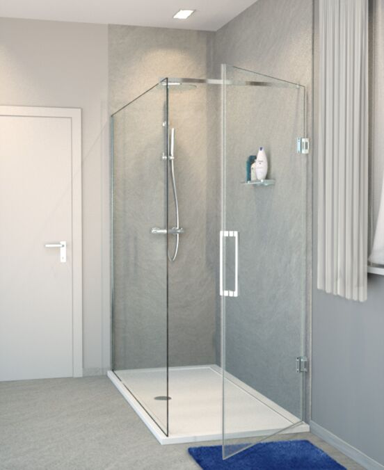 Balmani Modular inloopdouche met deur 160 x 200 cm helder glas glanzend chroom profiel