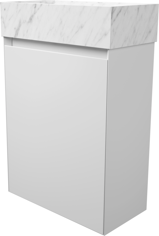 Balmani Mitra zwevend toiletmeubel 42 x 21 cm mat wit met Dama wastafel in Carrara marmer