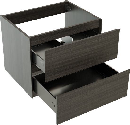 Storke Edge zwevende wastafelonderkast 65 x 52 cm donkere eik 2 lades