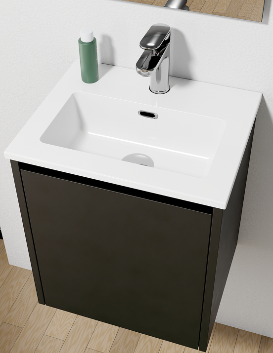 Storke Seda meuble sous-vasque suspendu 45 x 35 cm noir mat porte