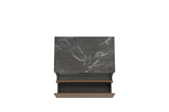 Balmani Sfera zwevend badmeubel 90 x 55 cm amerikaans notenhout met Stretto enkel wastafelblad in marmer pietra grey