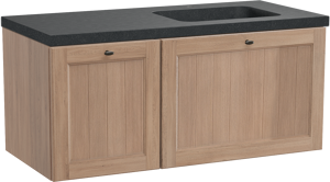 Balmani Lemon meuble salle de bains suspendu 120 x 55 cm chêne vieilli avec Napoli vasque asymétrique droite en granit noir
