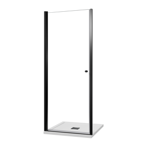 Luca Varess Kuresa porte pivotante 85 x 200 cm verre transparent profil noir mat