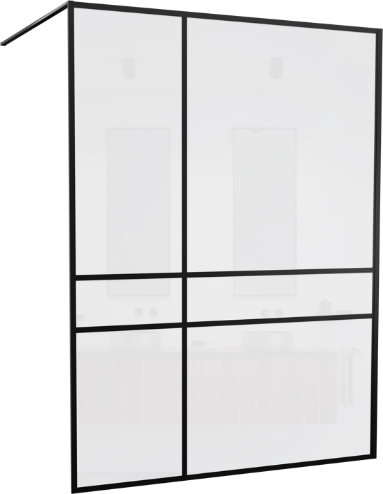 Balmani Framed Plus inloopdouche 160 x 210 cm rechts crossed glas zwart profiel