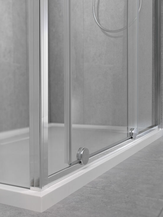 Luca Varess Morano paroi de douche avec porte coulissante et paroi latérale fixe 90 x 140 cm verre transparent profil chrome brillant