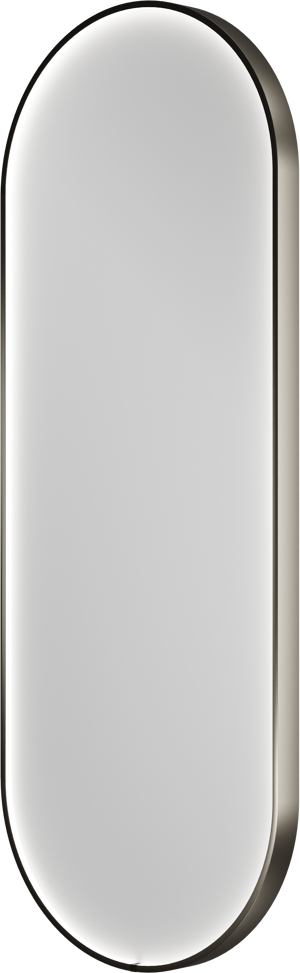 Balmani Secret oval Brushed Gunmetal Badezimmerspiegel 45 x 120 cm mit Spiegelbeleuchtung und Anti-Beschlag Spiegelheizung