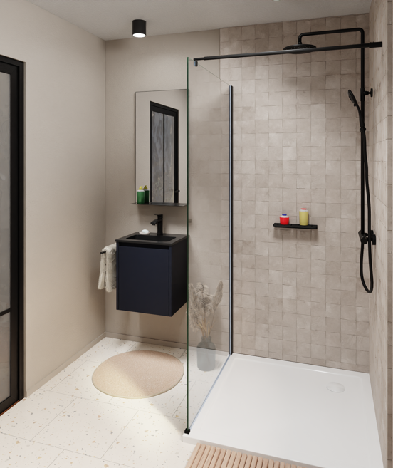 Storke Seda meuble sous-lavabo suspendu 45 x 35 cm bleu nuit porte