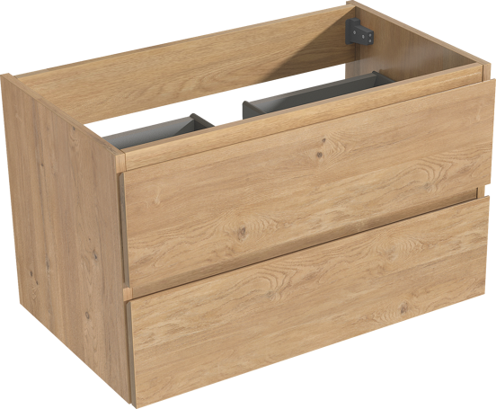 Storke Delta meuble sous-lavabo suspendu 80 x 48 cm chêne naturel 2 tiroirs