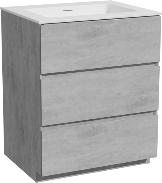 Storke Edge meuble salle de bains à poser 65 x 52 cm béton gris foncé avec Mata plan simple en solid surface blanc mat