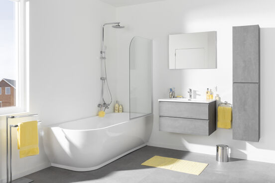 Linie Paulo baignoire d'angle droite mono 170 x 70 cm acrylique blanc brillant