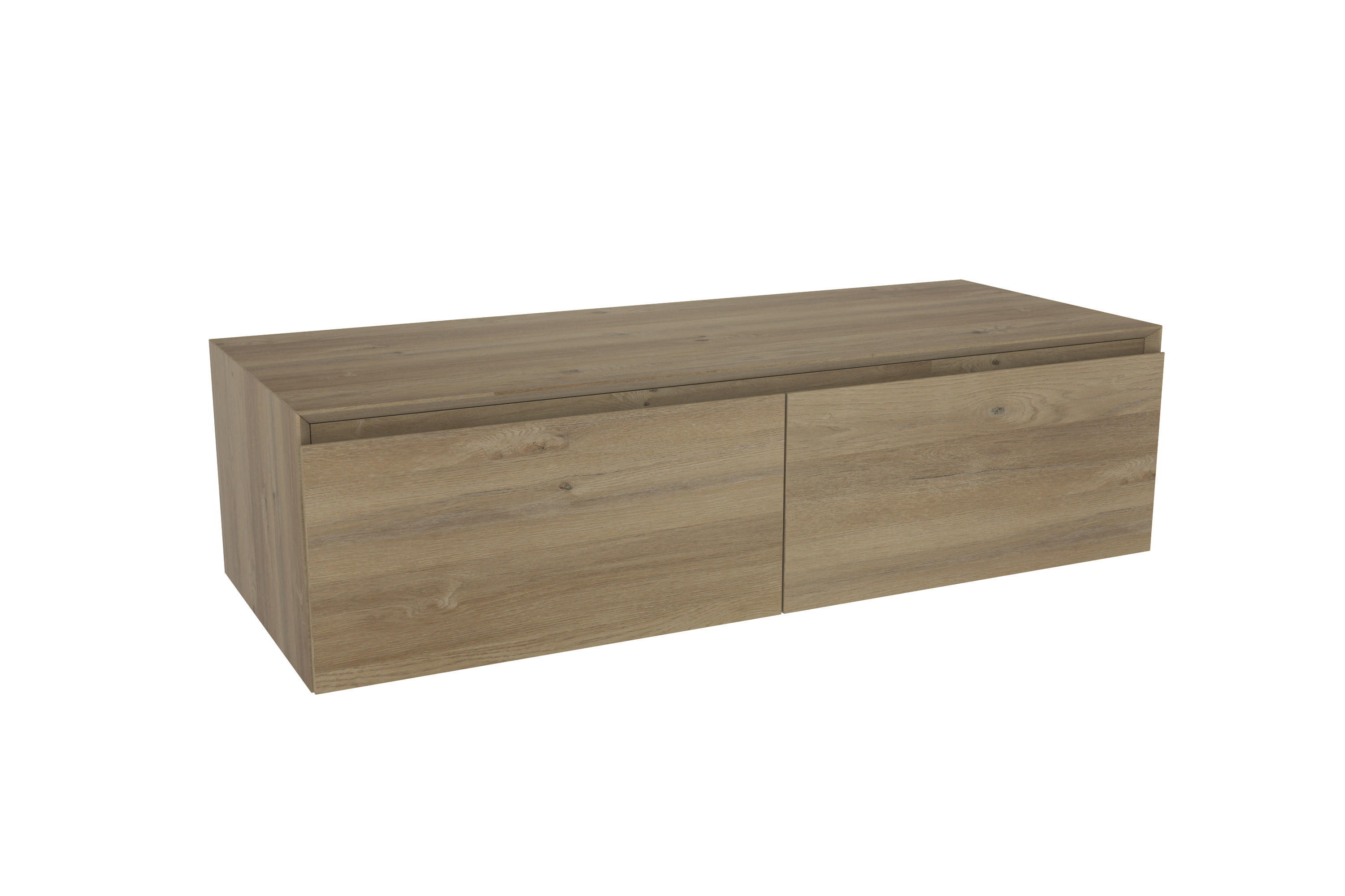 Storke Edge Modulo zwevende wastafelonderkast 120 x 48 cm ruw eiken 2 lades