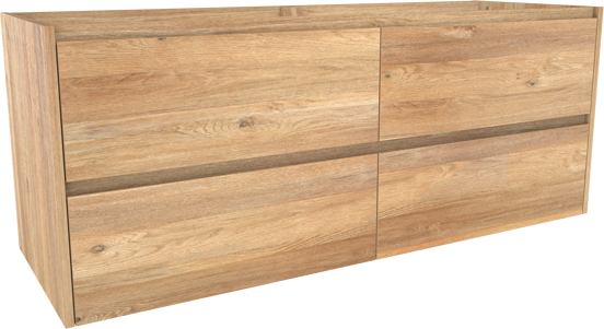 Storke Seda meuble sous-vasque suspendu 150 x 52 cm chêne brut 4 tiroirs
