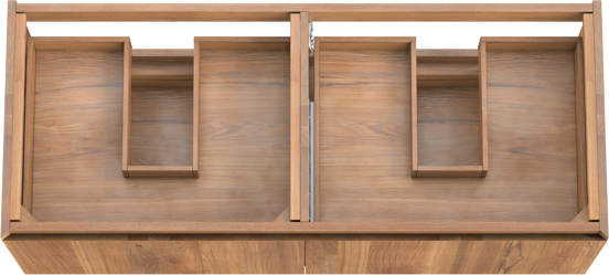 Balmani Idra hängender Waschbeckenunterschrank: 135 x 55 cm, Teak, 4 Schubladen
