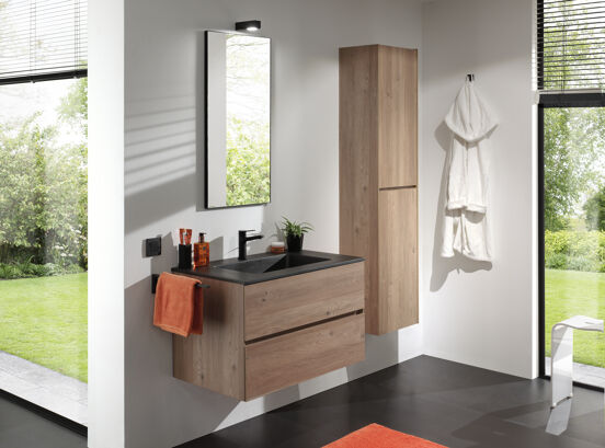 Storke Edge meuble sous-vasque suspendu 85 x 52 cm chêne brut 2 tiroirs