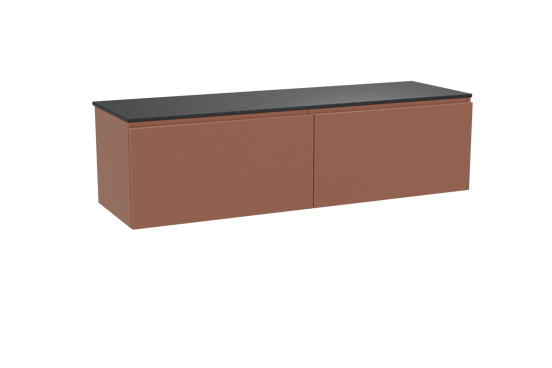 Balmani Sfera meuble salle de bains suspendu 180 x 55 cm cotto avec Stretto tablette simple ou double en granit noir