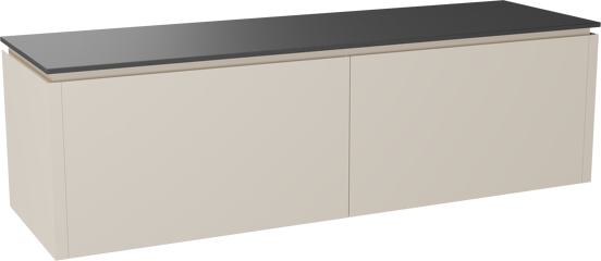 Balmani Eclips meuble salle de bains suspendu 180 x 55 cm Sandbeige avec Stretto tablette simple ou double en Granit noir