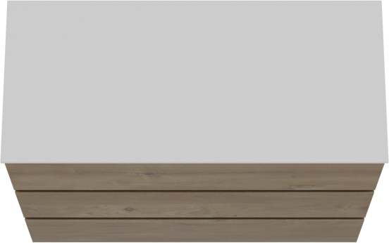 Storke Edge staand badkamermeubel 100 x 46 cm ruwe eik met Tavola enkel tablet in solid surface mat wit